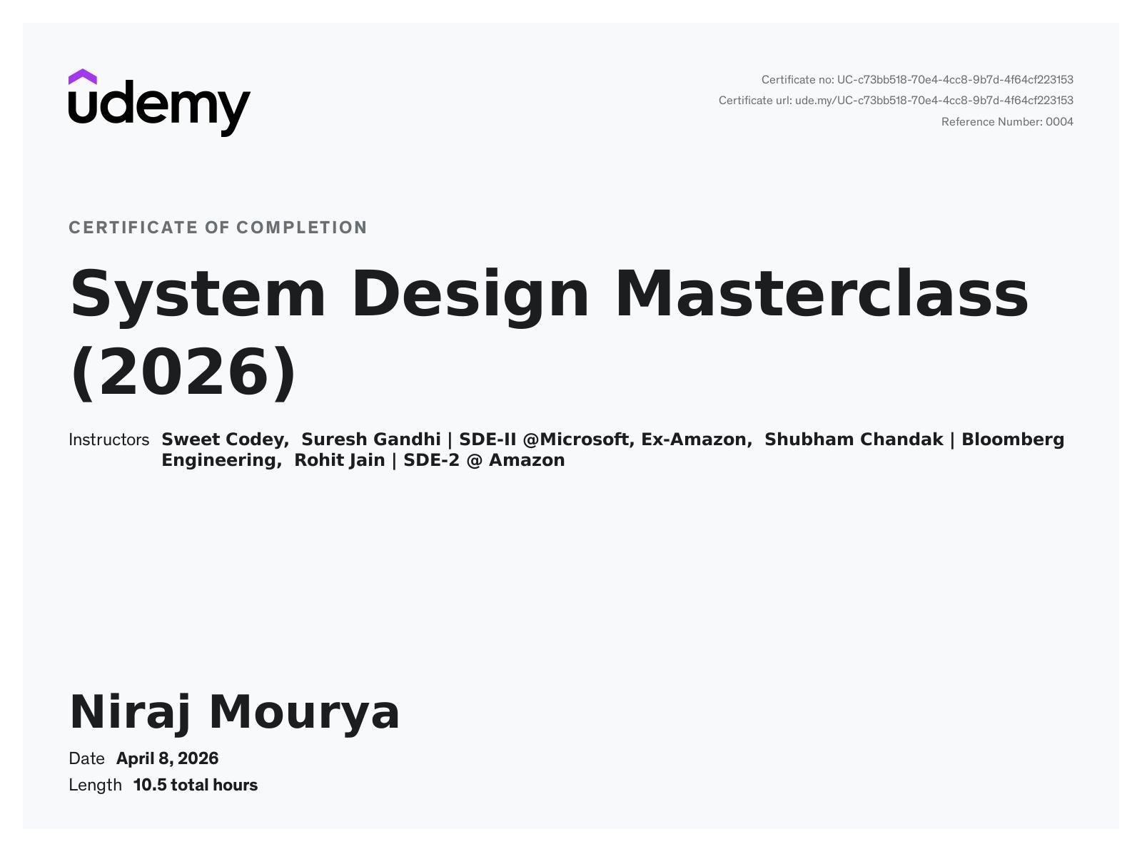 System Design Masterclass Certification