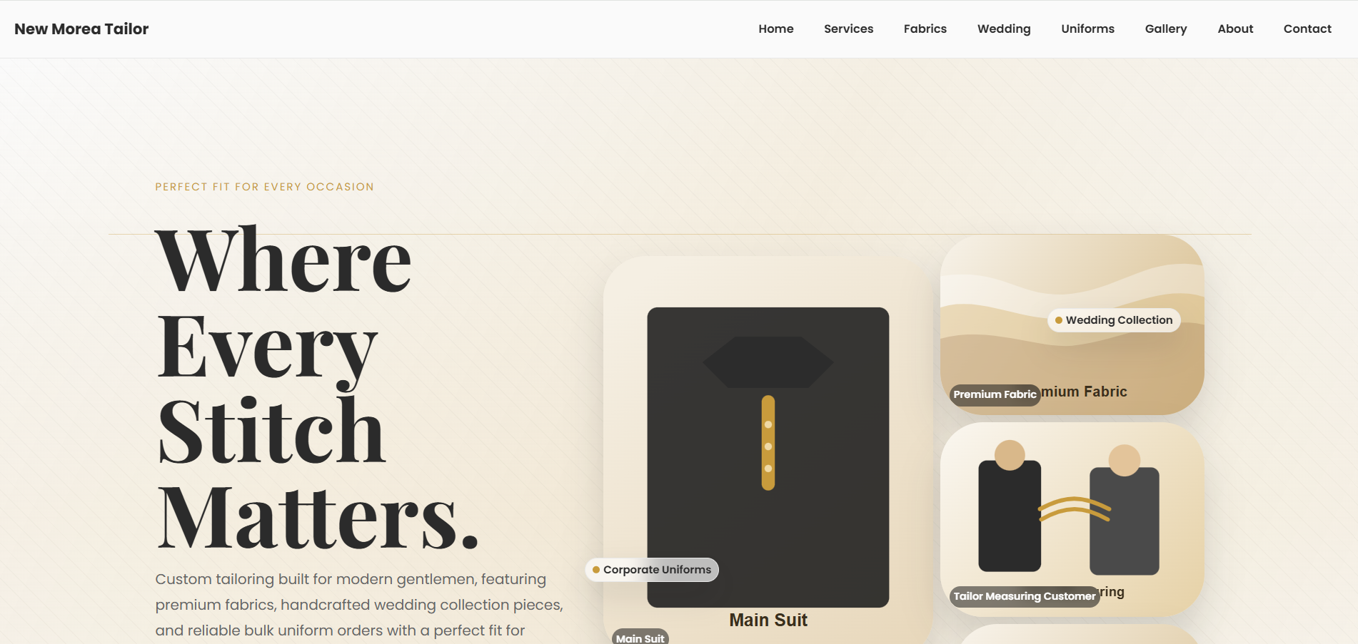 New Morea Tailor Website preview